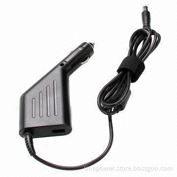 In-car Charger for HP Laptop, 18.5V, 3.5A, 65W Output, 7.4*5.0mm with Pin, Built-in USB, Black Color